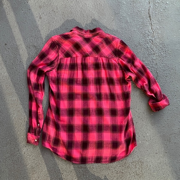 GAP | Women’s Long Sleeve Plaid Button-Up Flannel Shirt Pink Burgundy MEDIUM - Picture 2 of 14